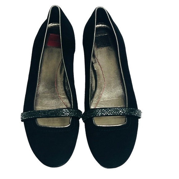 Coach Black Suede Flats ELISSA Shoes Size 8B - Picture 2 of 14